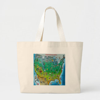 Bolso De Tela Gigante Mapa del dibujo animado de los E.E.U.U.