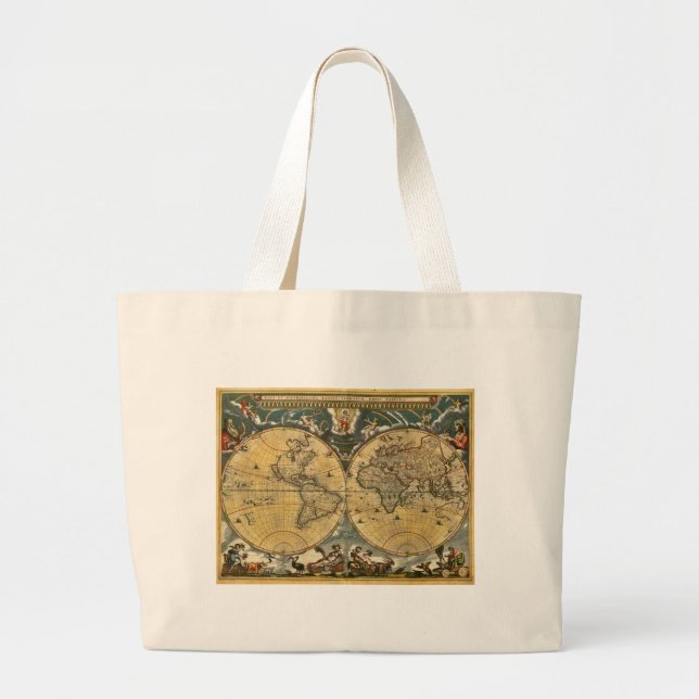 Bolso De Tela Gigante Mapa del mundo antiguo perturbado #2 (Frente)