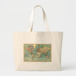 Bolso De Tela Gigante Mapa del mundo de la cosecha de vintage