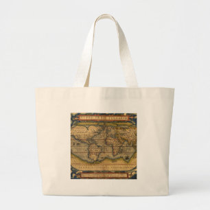 Bolso De Tela Gigante Mapa del Mundo de Ortelius 1570: Cartografía Antig