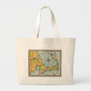Bolso De Tela Gigante Mapa del vintage de Cape Cod