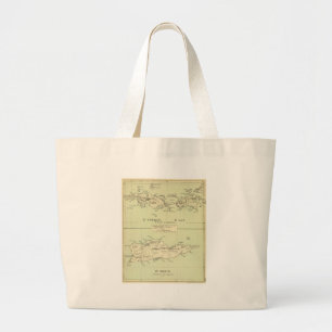 Bolso De Tela Gigante Mapa del vintage de las Islas Vírgenes (1853)
