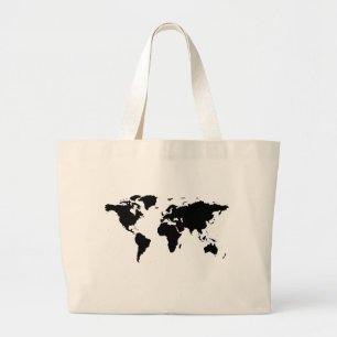 Bolso De Tela Gigante mapa gráfico negro mundial