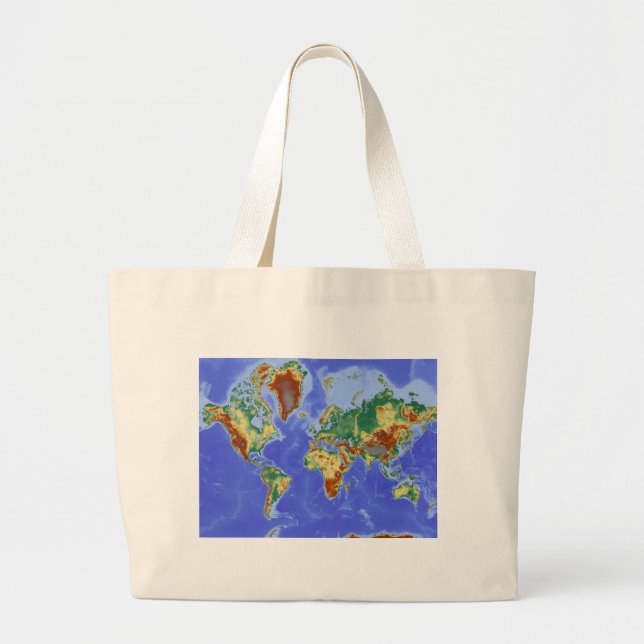 Bolso De Tela Gigante Mapa internacional de la geografía mundial (Frente)