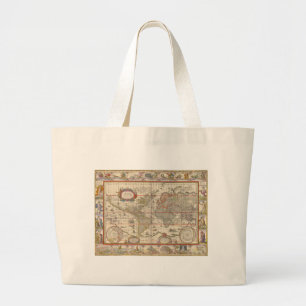 Bolso De Tela Gigante Mapa medieval del mundo conocido (por Willem Blaeu