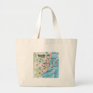 Bolso De Tela Gigante Mapa retro de Miami la Florida