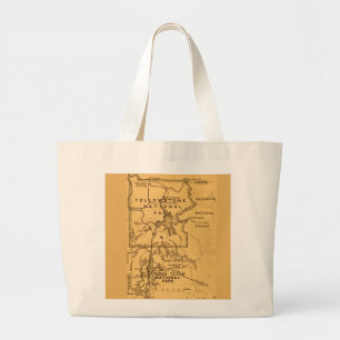 Bolso De Tela Gigante Mapa Retro Yellowstone - Grand Teton