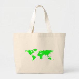 Bolso De Tela Gigante Mapa Verde del Mundo Blanco