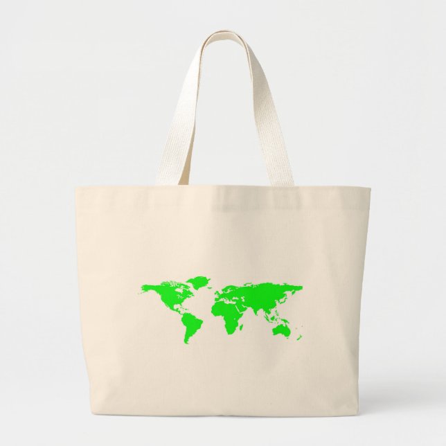 Bolso De Tela Gigante Mapa Verde del Mundo Blanco (Frente)