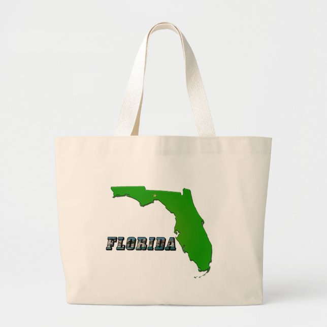 Bolso De Tela Gigante Mapa y texto del estado de Florida (Frente)
