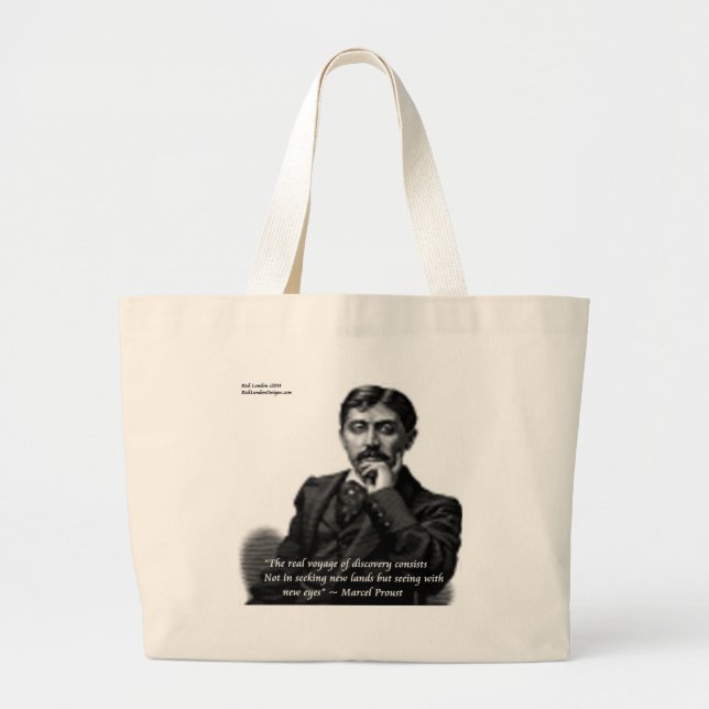 Bolso De Tela Gigante Marcel Proust y Famosa Cita (Frente)