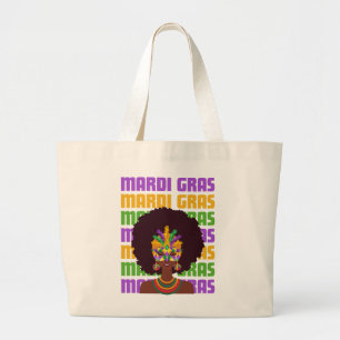 Bolso De Tela Gigante MARDI GRAS Afro Queen
