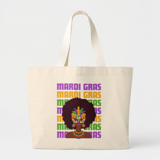 Bolso De Tela Gigante MARDI GRAS Afro Queen (Frente)