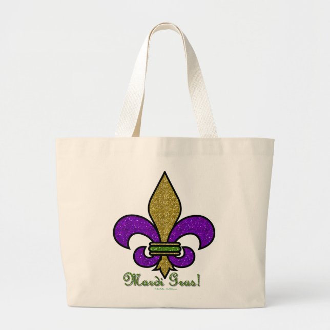 Bolso De Tela Gigante Mardi Gras Fleur De Lis (Frente)