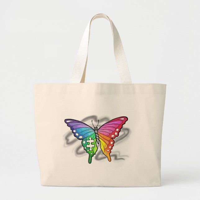 Bolso De Tela Gigante Mariposa arcoiris (Frente)