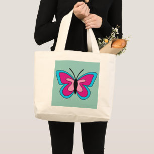 Bolso De Tela Gigante Mariposa azul magenta rosa