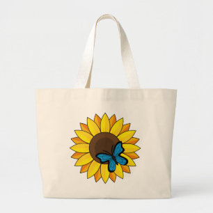 Bolso De Tela Gigante Mariposa azul y girasol