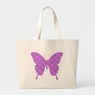 Bolso De Tela Gigante Mariposa, patrón abstracto, lavanda y púrpura