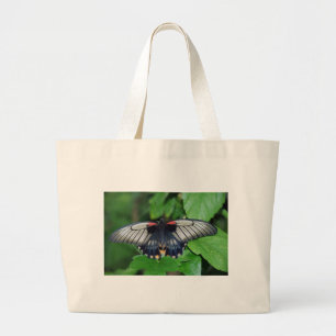 Bolso De Tela Gigante Mariposa roja de plata negra