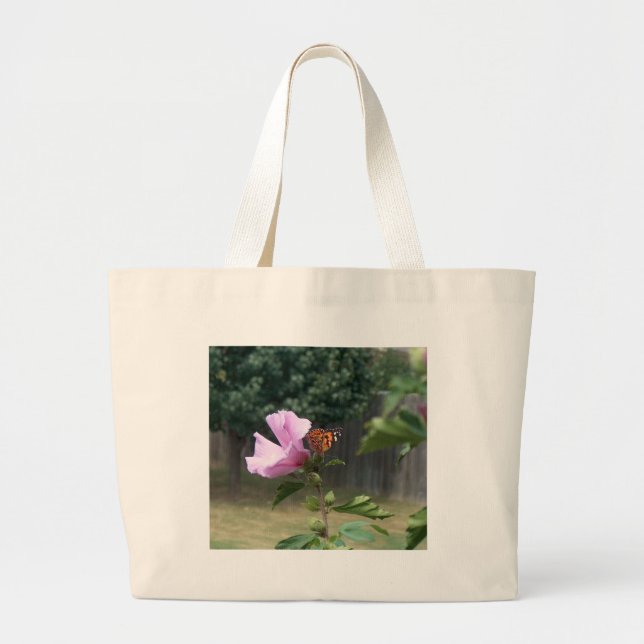 Bolso De Tela Gigante Mariposa y Rosa de Sharon (Frente)