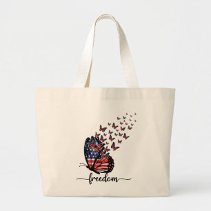 Bolso De Tela Gigante Mariposas de Libertad Rojo patriótico, blanco, a