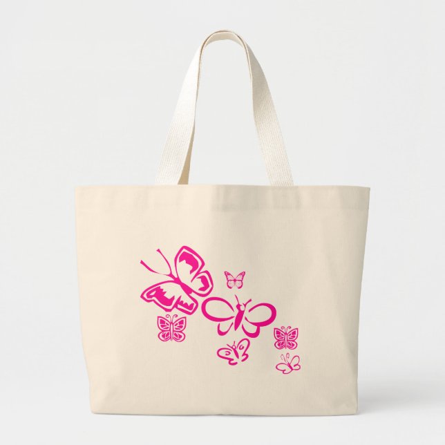 Bolso De Tela Gigante Mariposas rosadas (Frente)
