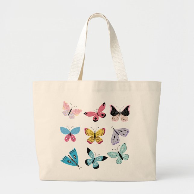 Bolso De Tela Gigante Mariposas Springtime (Frente)