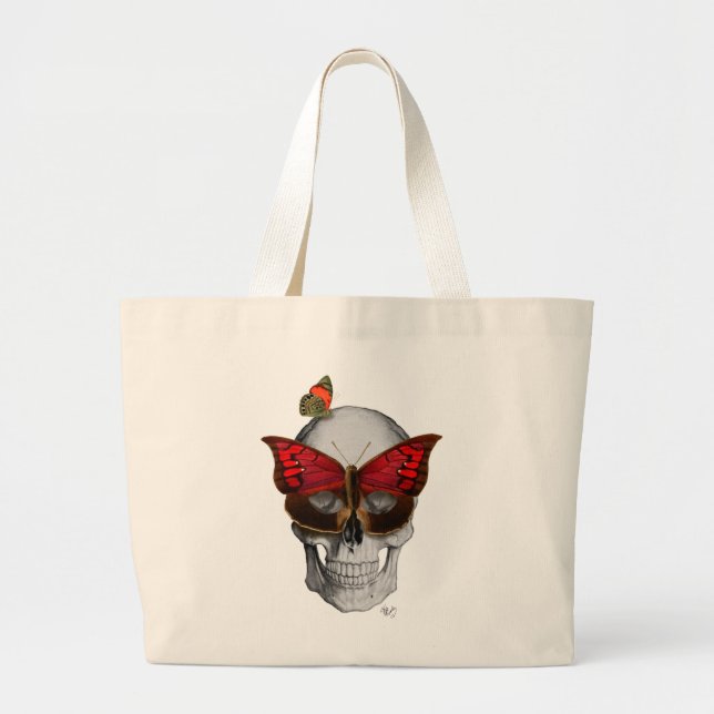 Bolso De Tela Gigante Máscara de mariposa rosa Skull (Frente)