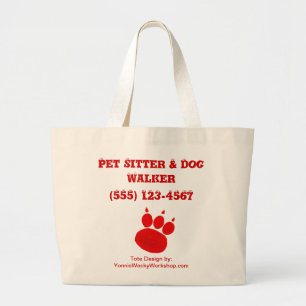 Bolso De Tela Gigante Mascota Sitter y Perro Walker Paw Print