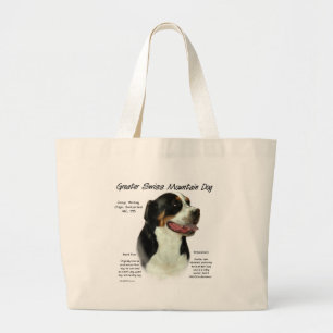 Bolso De Tela Gigante Mayor diseño suizo de la historia del perro de la