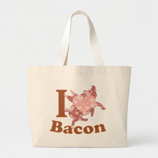 Bolso De Tela Gigante ME ENCANTA BACON cerdo volador (Frente)