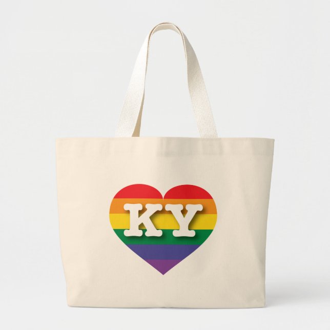 Bolso De Tela Gigante Me encanta el corazón arcoiris de Kentucky (Frente)