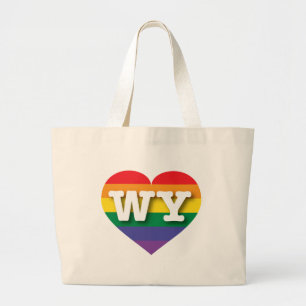 Bolso De Tela Gigante Me encanta el corazón arcoiris del Orgullo Gay Wyo