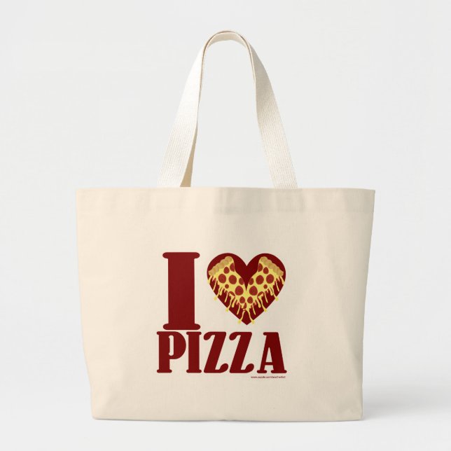 Bolso De Tela Gigante Me encanta la pizza (Frente)