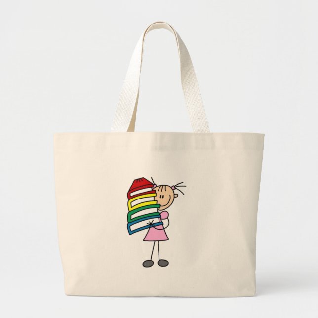 Bolso De Tela Gigante Me Encanta Leer Figura De Palo (Frente)