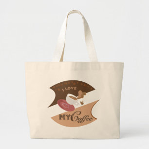 Bolso De Tela Gigante Me encanta mi café retro Java