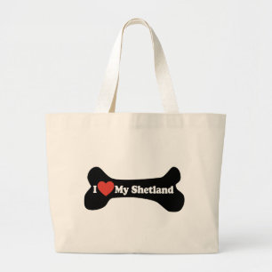 Bolso De Tela Gigante Me encanta mi Shetland - Hueso de perro