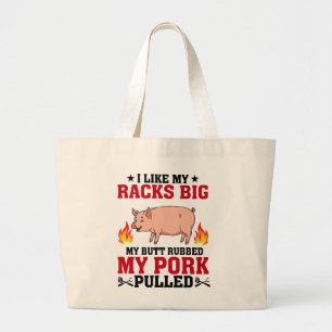 Bolso De Tela Gigante Me Gustan Mis Costillas Grandes BBQ, Cita De Cerdo