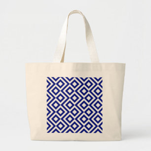 Bolso De Tela Gigante Meandro Azul y Blanco