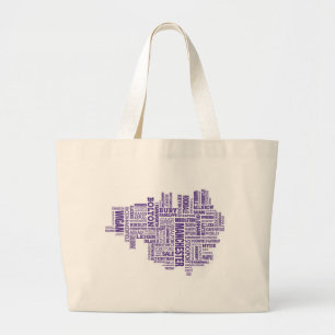 Bolso De Tela Gigante Mecanografíe el mapa de mayor Manchester