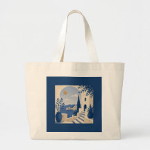 Mediterranean Coast Villa Scene Elegant Tote Bag