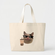 Meme de gato amable con lentes de serrería y bebid