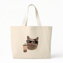 Meme de gato amable con lentes de serrería y bebid