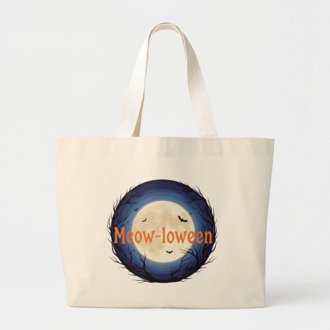 Bolso De Tela Gigante Meow-loween Magic" Tote Bag (Frente)