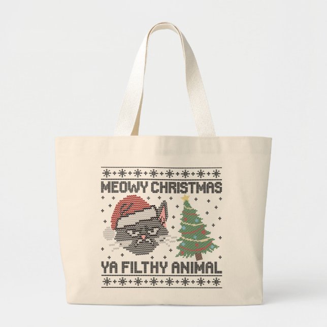 Bolso De Tela Gigante Meowy Christmas Ya Filthy Animal - Ugly Christmas (Frente)