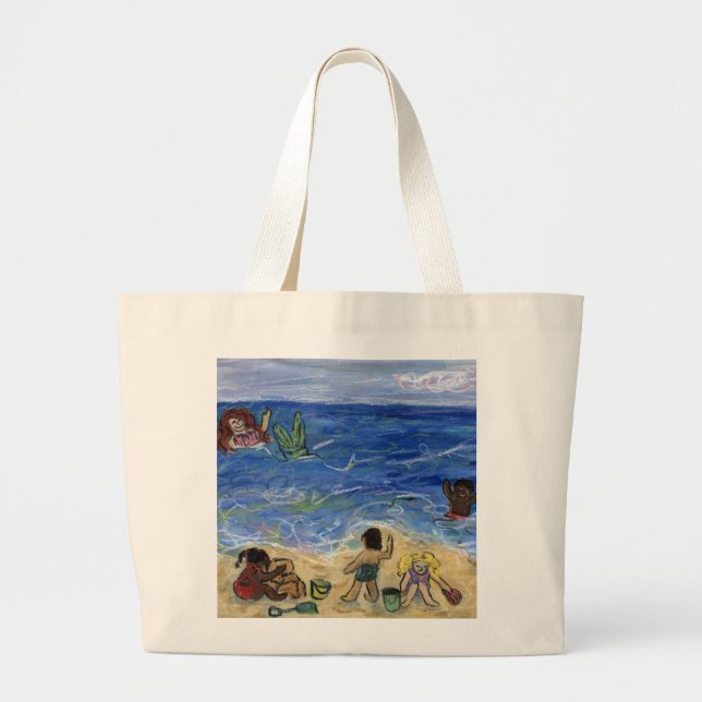 Bolso De Tela Gigante Mermaid Beach Art Personalizado Tote Bags (Frente)