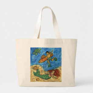 Bolso De Tela Gigante Mermaid Beach Art Personalizado Tote Bags