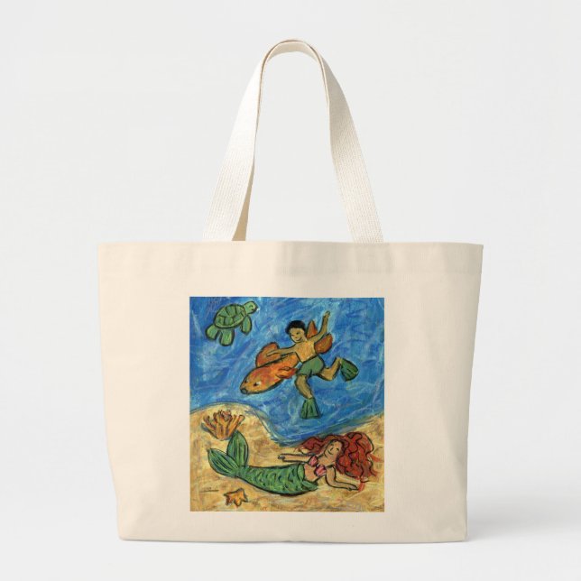 Bolso De Tela Gigante Mermaid Beach Art Personalizado Tote Bags (Frente)