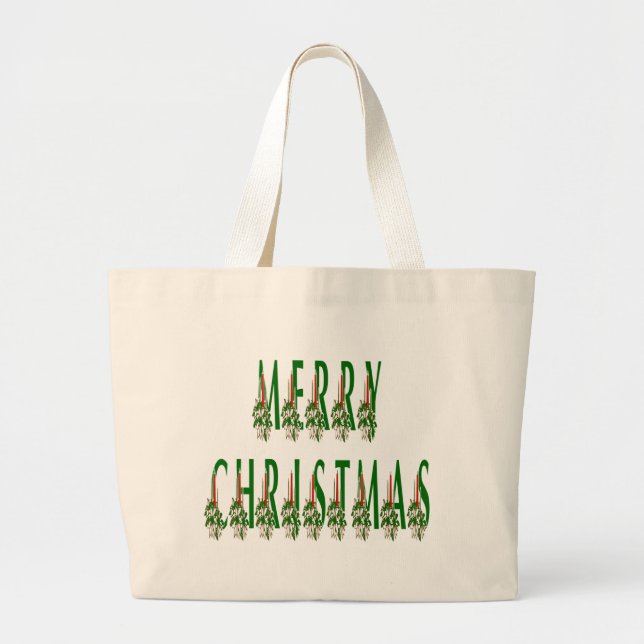 Bolso De Tela Gigante Merry Christmas Candle Font (Frente)