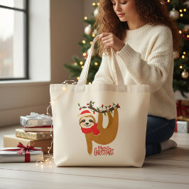 Bolso De Tela Gigante Merry Christmas Sloth | Vacaciones
